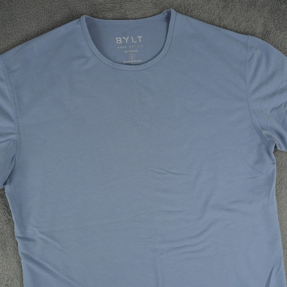 BYLT Drop Cut S/S T-Shirt Mens Size M Blue Short Sleeve Athletic Hem Tee
